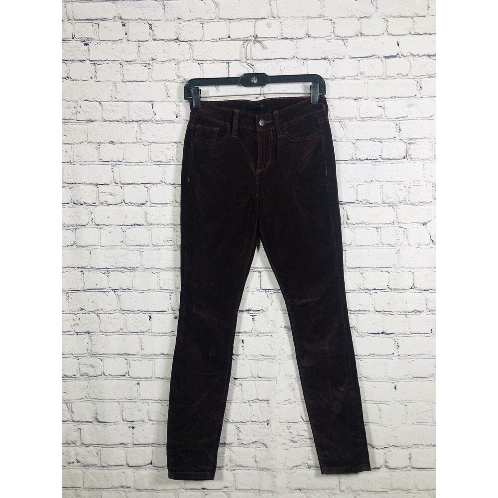 Joe's Women's The Icon Mid Rise Skinny Ankle Velour Pants Burgundy Size 25